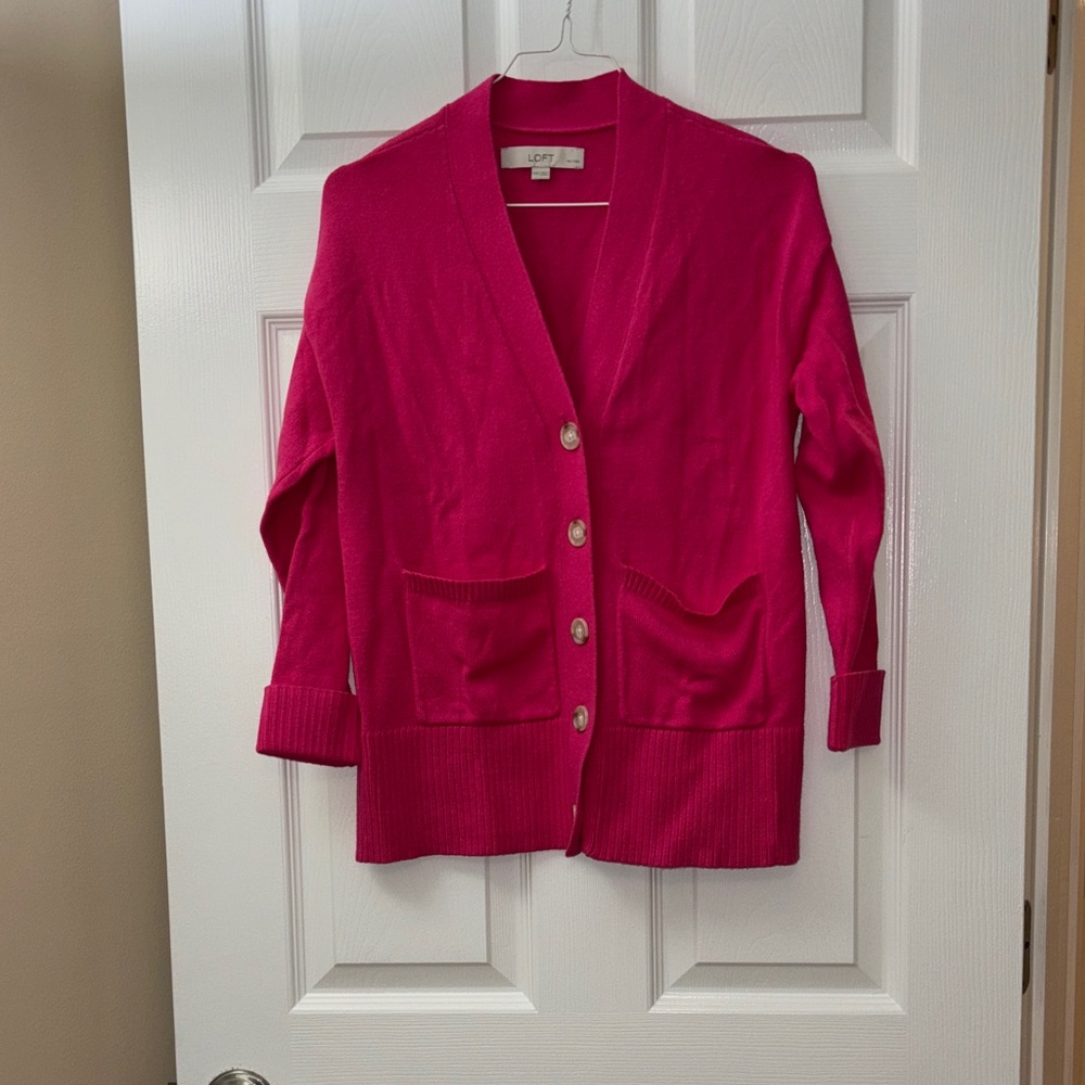 LOFT Women's Fuchsia Cardigan Sweater